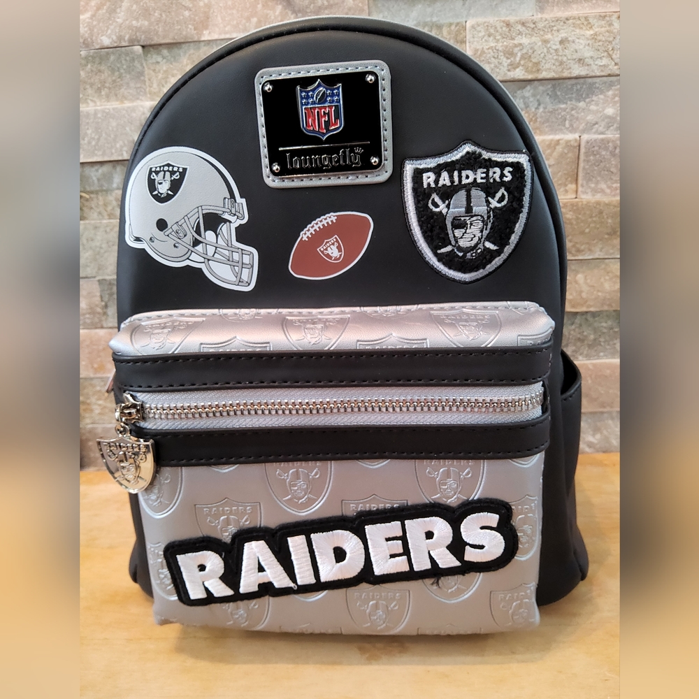 Loungefly NFL Las Vegas Raiders Patches Mini Backpack NWT Embroidered